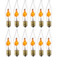 Sunlite 01506-SU Petite Chandelier Flicker Flame Light Bulb Candelabra Base E12 Clear 12 Pack
