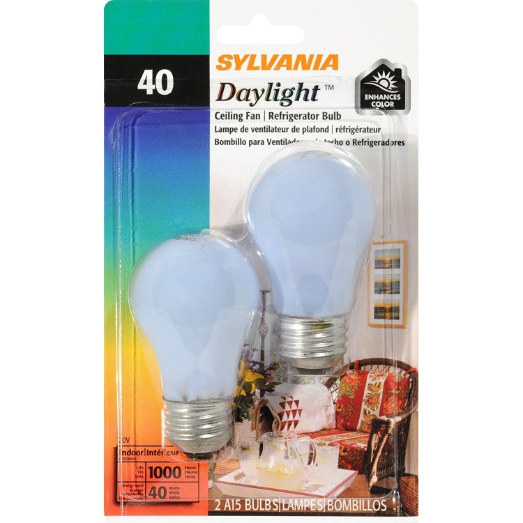 SYLVANIA Home Lighting 10181 Incandesent Bulb A15-40W-2850K Medium Base Pack of 2