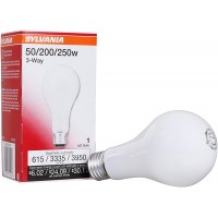 SYLVANIA Incandescent 3-Way A21 Light Bulb 50W 200W 250W Medium Base 2850K Frosted Warm White 1 Pack 19404