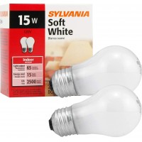 Sylvania Soft White Incandescent A15 Bulb Medium Base | 15 Watts 120 Volts | 2-Bulbs Per Pack 2-Bulbs Total