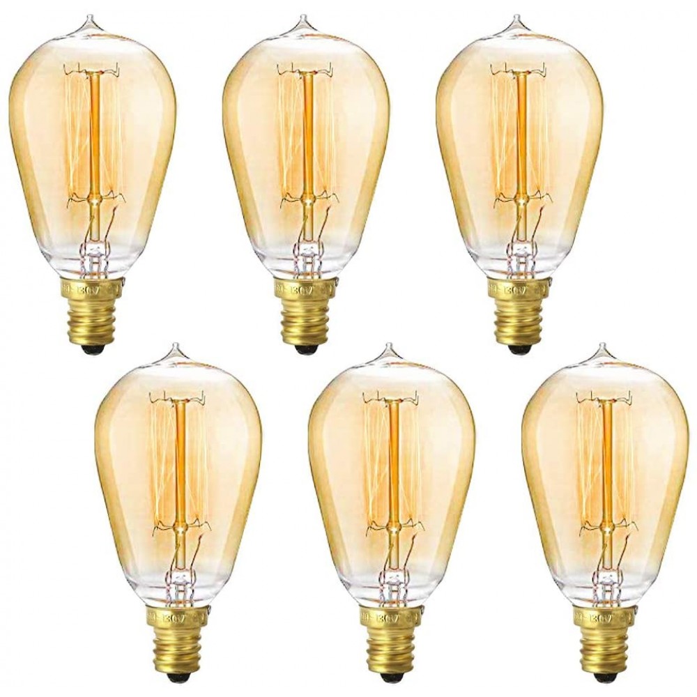 Vintage Edison Light Bulbs E12 Candelabra Light Bulbs 40W Dimmable Incandescent Bulb 110-130v ST45 Squirrel Cage Filament Edison Bulb for Home Office Light Fixtures Decorative 6-Pack Amber Warm