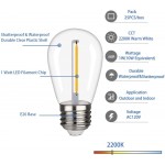 25 Pcs iSoptox LED Outdoor Replacement String Light Bulbs E26 Plastic S14 Vintage Edison Bulbs Waterproof & Shatterproof 1W Equivalent to 11W Incandescent Bulbs Warm White 2200K LED Filament Bulbs