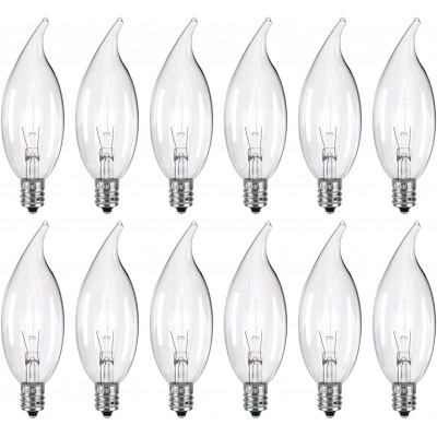 40 Watt Warm White Ceiling Fan Light Bulbs C32 Chandelier Light Bulbs Bright and Long Lasting 380 Lumen Bent Tip Light Bulb with E12 Candelabra Base 12 Packs