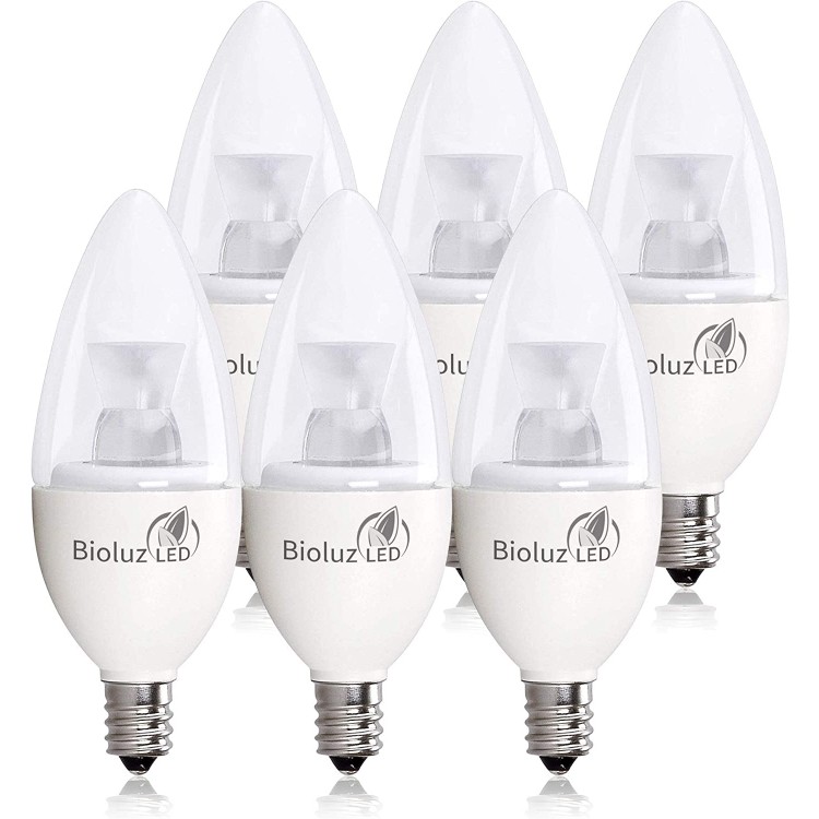 6 Pack 40 Watt Candelabra Bulbs 5W Dimmable Candelabra LED Bulbs C37 E12 Base 325 lumens,120° Beam Angle 3000K Soft White LED Candle Bulbs UL Listed Bioluz LED Pack of 6