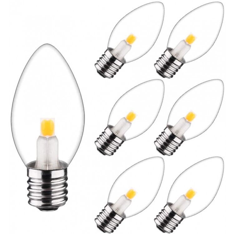 6 Pcs iSoptox C7 Led Bulb Led Night Light Bulb c7 Bulbs 7W Equivalent E12 Candelabra LED Light Bulbs c7 led Replacement Bulbs Clear Chandelier Light Bulbs 0.6w 50 Lumen 120v Soft White 2700K
