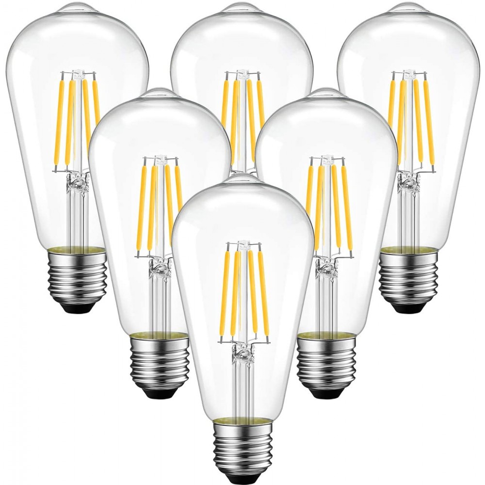 ANWIO Dimmable ST21 LED Edison Light Bulbs 5W60 Watt Equivalent 2700K Warm White Lightbulbs Vintage Light Bulb Set E26 Medium Base 6-Pack