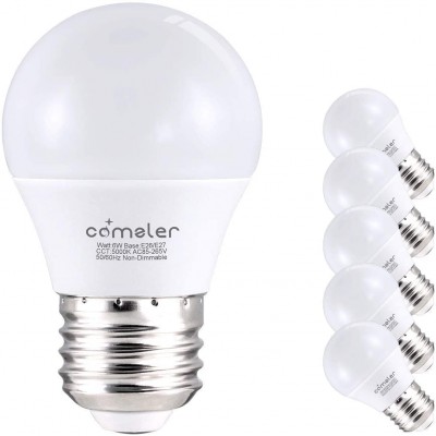Comzler 6W A15 LED Bulb Daylight 60 Watt Equivalent E26 Medium Screw Base Small Light Bulb Cool White 5000K Home Lighting Decorative Ceiling Fan Light Bulbs Non-DimmablePack of 6