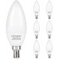 Comzler 6W Candelabra LED Bulb  Small Base E12 LED Bulb 60 Watts Equivalent,Chandelier Light Bulbs Type B Light Bulb Daylight 5000K Pack of 6 Non-Dimmable