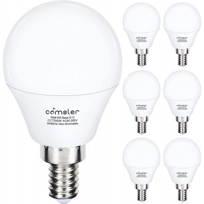 Comzler Ceiling Fan Light Bulbs Candelabra LED Bulbs 60 watt Equivalent 5000K Daylight White Candelabra E12 Base A15 Small Light Bulbs ,600lm,Non-Dimmable Pack of 6