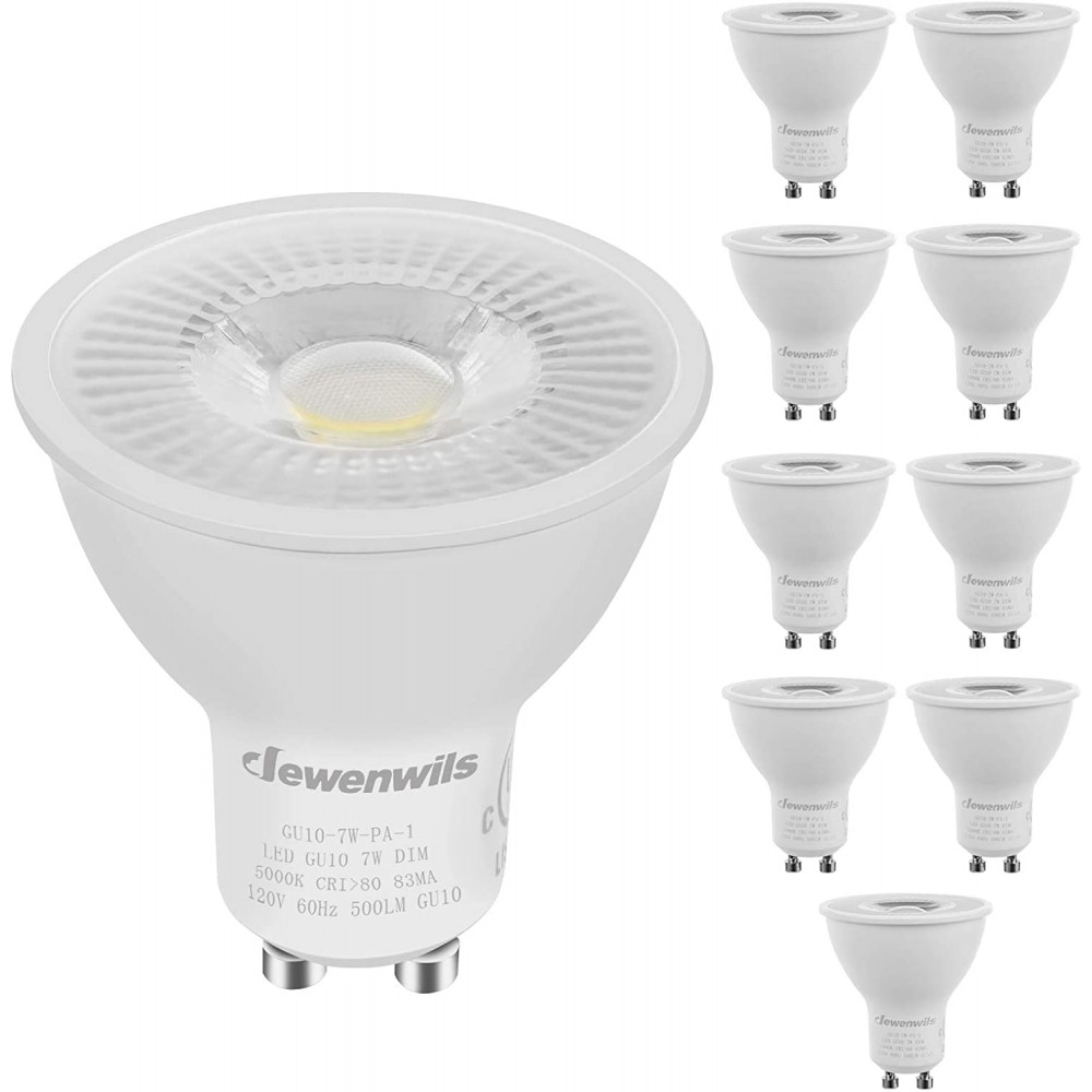 DEWENWILS 10-Pack GU10 LED Dimmable Bulb 500LM 5000K Daylight Track Lighting Bulb 7W50W Halogen Equivalent LED Bulbs UL Listed