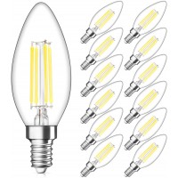 Dimmable E12 Candelabra LED Bulbs 40W Equivalent Daylight White 5000K 4W Filament LED Chandelier Light Bulbs B11 Vintage Edison Clear Candle lamp Decorative Candelabra Base Pack of 12