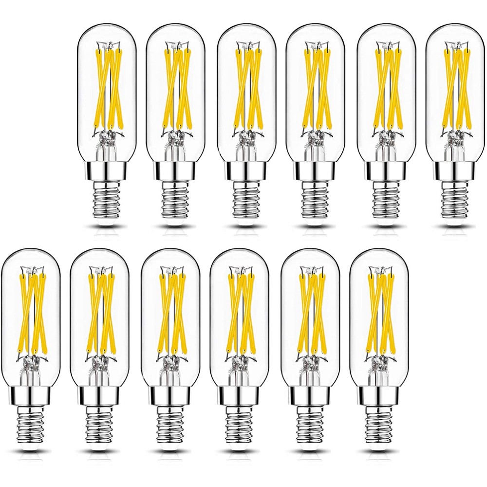 Dimmable T6 LED Bulbs 40W Candelabra Light Bulbs 2700K Warm White Clear 4W E12 Edison Bulb Small Filament LED Light Bulb for Chandelier Ceiling Fan Pendant,Wall Sconce Fixtures,12 Pack