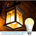 Dusk to Dawn LED Light Bulbs Outdoor 13W Ultra Bright100W Equivalent 2700-Kelvin Soft White Lightbulb Built-in Photocell Sensor Auto On Off Bulb for Garage Wall Lantern Patio 4Pack by Aovpex
