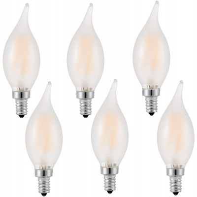 E12 Candelabra Bulb 60watt,AMDTU Frosted LED Chandelier Light Bulbs 2700k Warm White,B11 Flame Bent Tip Shape,Dimmable,for Ceiling Fan,Dining Room，Kitchen Fixture,6 Pack Candelabra Led Light Bulbs