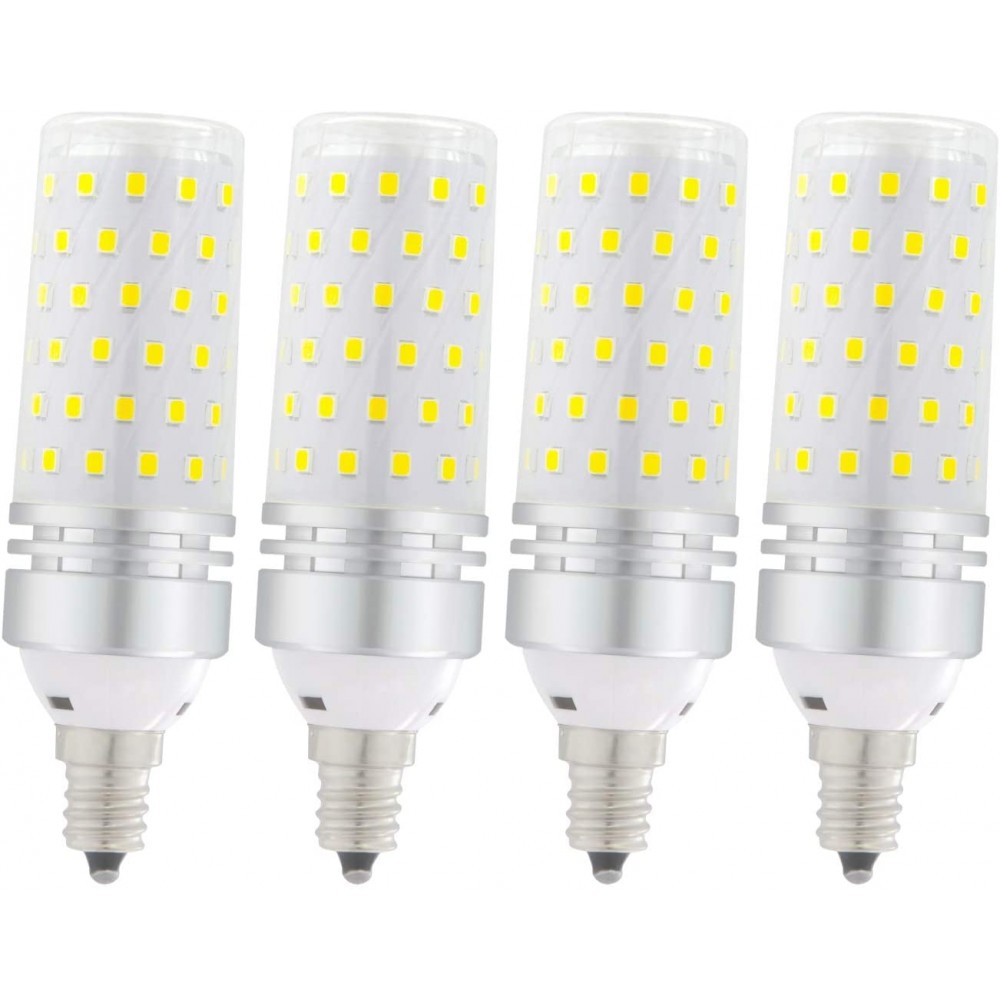 E12 LED bulbs Candelabra LED Bulbs 100 Watt Equivalent,Daylight White 6000K LED ceiling fan light bulbs,1500lm Non-Dimmable LED light bulb LED Chandelier Bulbs for Ceiling Fan,Home Lighting,4 Pack