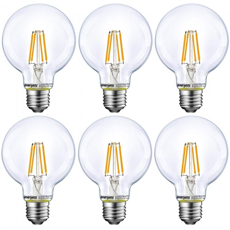 Energetic Dimmable LED Globe Light Bulb G25 LED Vintage Light Bulb 60W Equivalent 500Lumens 2700K Soft White E26 Base UL Listed 6-Pack