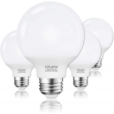 G25 LED Globe Light Bulbs,Cotanic 5W Vanity Light Bulb 60W Equivalent,Daylight 4000K,Non-dimmable Makeup Mirror Lights for Bedroom,Led Bathroom Light Bulbs,E26 Medium Screw Base,500lm,Pack of 4