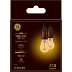 GE Vintage A15 LED Light Bulb Amber Glass Edison Bulb 40-Watt Replacement Dimmable Medium Base Warm Candle Light 2-Pack