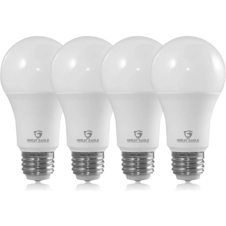 Great Eagle 40 60 100W Equivalent 3-Way A19 LED Light Bulb 2700K Warm White Color 4-Pack