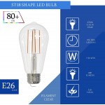 Laborate LED filament ST18 Dimmable Light Bulbs 7W=60W,2700k Vintage E26 Edison Bulbs 800 Lumen Clear finish 120V Damp Antique LED Filament Bulb for Home Bathroom Hallway Indoor&Outdoor 6 pack