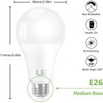 LE 100W Equivalent LED Light Bulbs 15W 1500 Lumens 2700K Warm White Non-Dimmable A19 E26 Standard Base 11000 Hour Lifetime Pack of 6