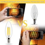 Led Candelabra Light Bulb Filament Vintage Edison Chandelier Dimmable Bulbs,40 Watt Equivalent,Warm White 2700k,400 Lumen,E12 Base,6 Pack