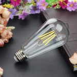 LED Edison Bulb Dimmable Daylight White 5000K 40W Equivalent 4W Vintage ST64 LED Filament Light Bulbs E26 Medium Base Pack of 12
