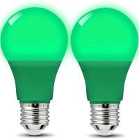 LED Green Light Bulb A19 5Watts with E26 Base 40w Equivalent Colored Light Bulbs for Wedding Halloween Christmas Party Bar Mood Ambiance Decor 2 Pack