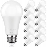 LED Light Bulbs 100W Equivalent 1500 Lumens A19 13W 5000K Daylight White Non-Dimmable Super Bright No Flicker Standard E26 Edison Screw Bulbs for Home Bedroom Office Lamp 12-Pack