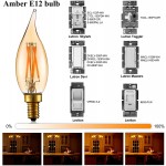 LiteHistory Dimmable 4W 2200K Amber CA10 led Bulb E12 Candelabra led 250lm 40W Flame tip 6Pack