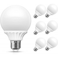 LOHAS G25 Globe Light Bulbs LED Vanity Lights 40-45W Equivalent Daylight 5000k Bathroom Round Light Bulb 520lm Lights E26 Edison Base Lamp for Bathroom Makeup Mirror Non-Dimmable 6 Pack