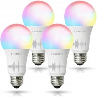 LUMIMAN Smart Light Bulb LED RGBCW Color Changing Light Bulbs Works with Alexa Google Assistant 60W Equivalent Dimmable A19 E26 Bulbs 2.4GHz WiFi Only No Hub Required 4 Pack