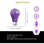 MEXHOM A19 LED Black Light Bulbs 4 Pack,10W 100W Equivalent E26 Base 110V Blacklight UVA Level 385-400nm Glow in The Dark for Blacklights Party,Fluorescent Poster Body Paint,Neon Glow