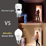 MikeWin Motion Sensor Light Bulbs Outdoor 2 Packs 12W100W Equivalent Security LED Bulb Indoor E26 A19 6001K Daylight Dusk to Dawn Bulb for Garage Front Door Porch Stairs Hallway