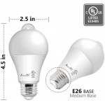 Motion Sensor Light Bulb- 2 Pack AmeriTop 10W60W Equivalent 806lm Motion Activated Dusk to Dawn Security LED Bulb; UL Listed A19 E26 Auto On Off Indoor Outdoor Lighting 2700K Soft White