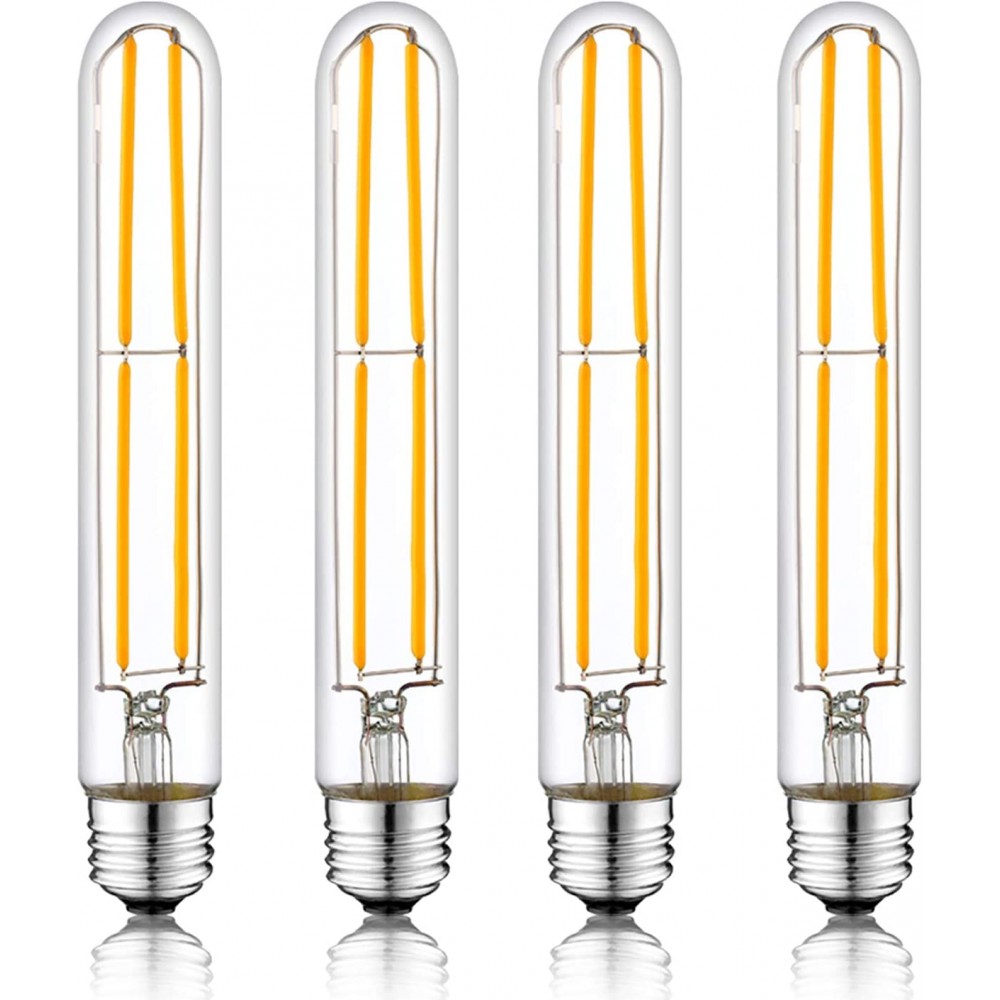 NOVELUX T10 Led Bulbs 7.28 inch Dimmable Vintage Long Light Bulb Tube e26 Edison Light Bulbs 60 watt t9 185 Led Filament Bulbs UL Listed4-Pack 2700K Warm White