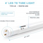 PARMIDA 20-Pack 4FT LED T8 Hybrid Type A+B Light Tube 18W Plug & Play or Ballast Bypass Single-Ended OR Double-Ended Connection 2200lm Frosted Cover T8 T10 T12 Shatterproof UL & DLC 5000K
