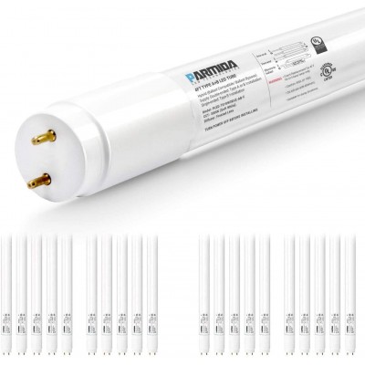 PARMIDA 20-Pack 4FT LED T8 Hybrid Type A+B Light Tube 18W Plug & Play or Ballast Bypass Single-Ended OR Double-Ended Connection 2200lm Frosted Cover T8 T10 T12 Shatterproof UL & DLC 5000K