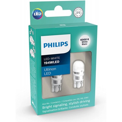 Philips Automotive Lighting 194WLED Ultinon LED Bulb White 2 Pack