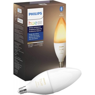 Philips Hue White Ambiance E12 LED Candle Light Bulb Bluetooth & Zigbee compatible Hue Hub Optional Works with Alexa & Google Assistant