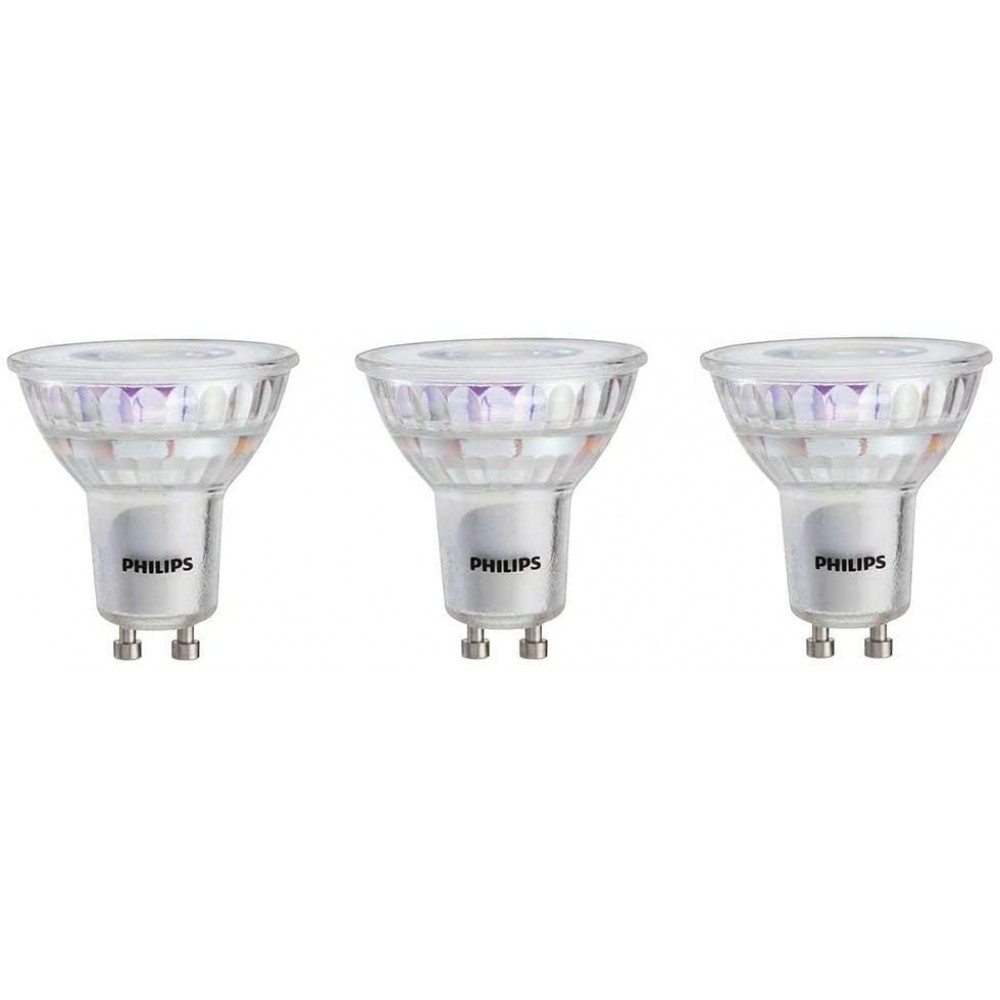 Philips LED Flicker-Free GU10 Bulb 380 Lumen Bight White Light 3000K 4W=50W Title 20 Certified 3-Pack