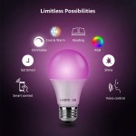 Smart WiFi Light Bulbs LED Color Changing Lights Works with Alexa & Google Assistant RGBW 2700K-6500K 60 Watt Equivalent Dimmable with App A19 E26 No Hub Required 2.4GHz WiFi Only Pack of 4