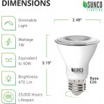 Sunco Lighting 10 Pack PAR20 LED Bulbs 50W Equivalent 7W Dimmable 2700K Soft White Flood Lights 470 LM E26 Medium Base IP65 Waterproof Indoor Outdoor Flood Light UL