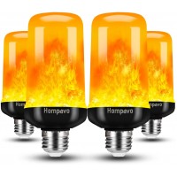[Upgraded] Hompavo LED Flame Light Bulb 4 Modes Flickering Light Bulbs with Upside Down Effect E26 E27 Base Flame Bulb for Halloween Christmas Party Indoor and Outdoor Home Decoration 4 Pack