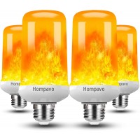 [Upgraded] Hompavo LED Flame Light Bulbs 4 Modes Flickering Light Bulbs with Upside Down Effect E26 E27 Base Flame Bulb for Halloween Christmas,Indoor and Outdoor Decoration White 4 Pack