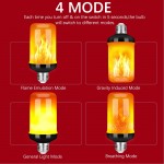 Y- STOP LED Flame Effect Fire Light Bulb Upgraded 4 Modes Flickering Fire Halloween Decorations Lights E26 Base Flame Bulb with Upside Down Effect 1 Two Pack