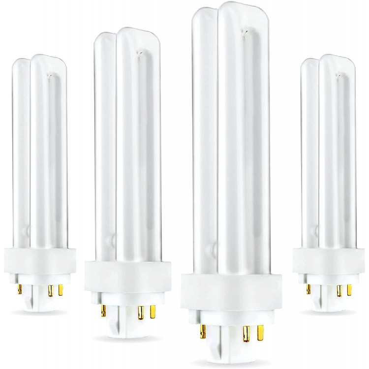 4 Pack PLC-13W 835 4 Pin G24q-1 13 Watt Double Tube Compact Fluorescent Light Bulb Replaces Philips 38327-3 GE 97596 and Sylvania 20671