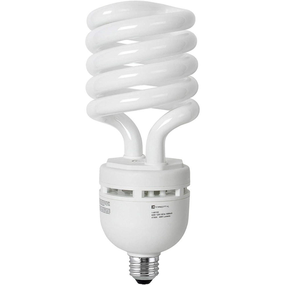 Compact Fluorescent Light Bulb CFL T5 Spiral 4100K Cool White 65W 300 Watt Equivalent 4000 Lumens E26 Medium Base 120V UL Listed