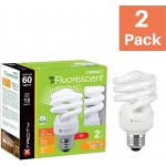 Compact Fluorescent Light Bulb T2 Spiral CFL 2700k Soft White 13W 60 Watt Equivalent 900 Lumens E26 Medium Base 120V UL Listed Pack of 2