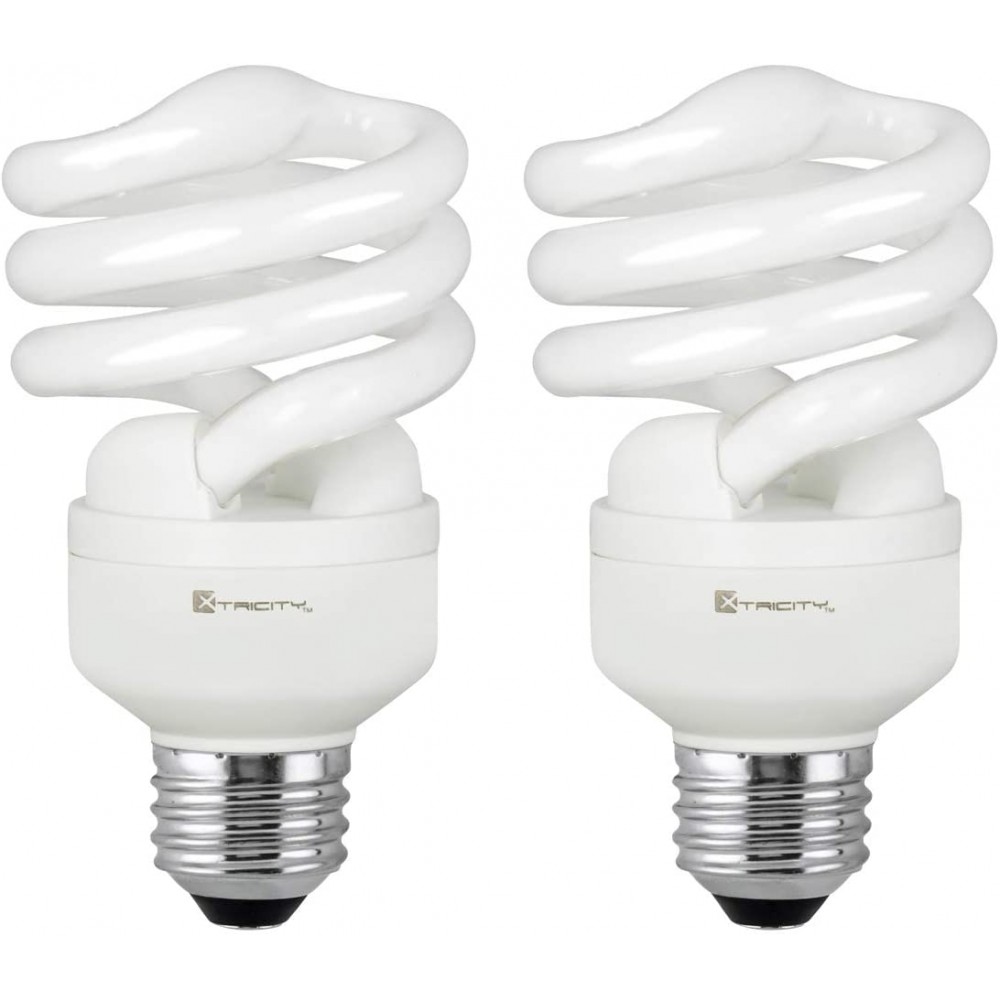 Compact Fluorescent Light Bulb T2 Spiral CFL 2700k Soft White 13W 60 Watt Equivalent 900 Lumens E26 Medium Base 120V UL Listed Pack of 2